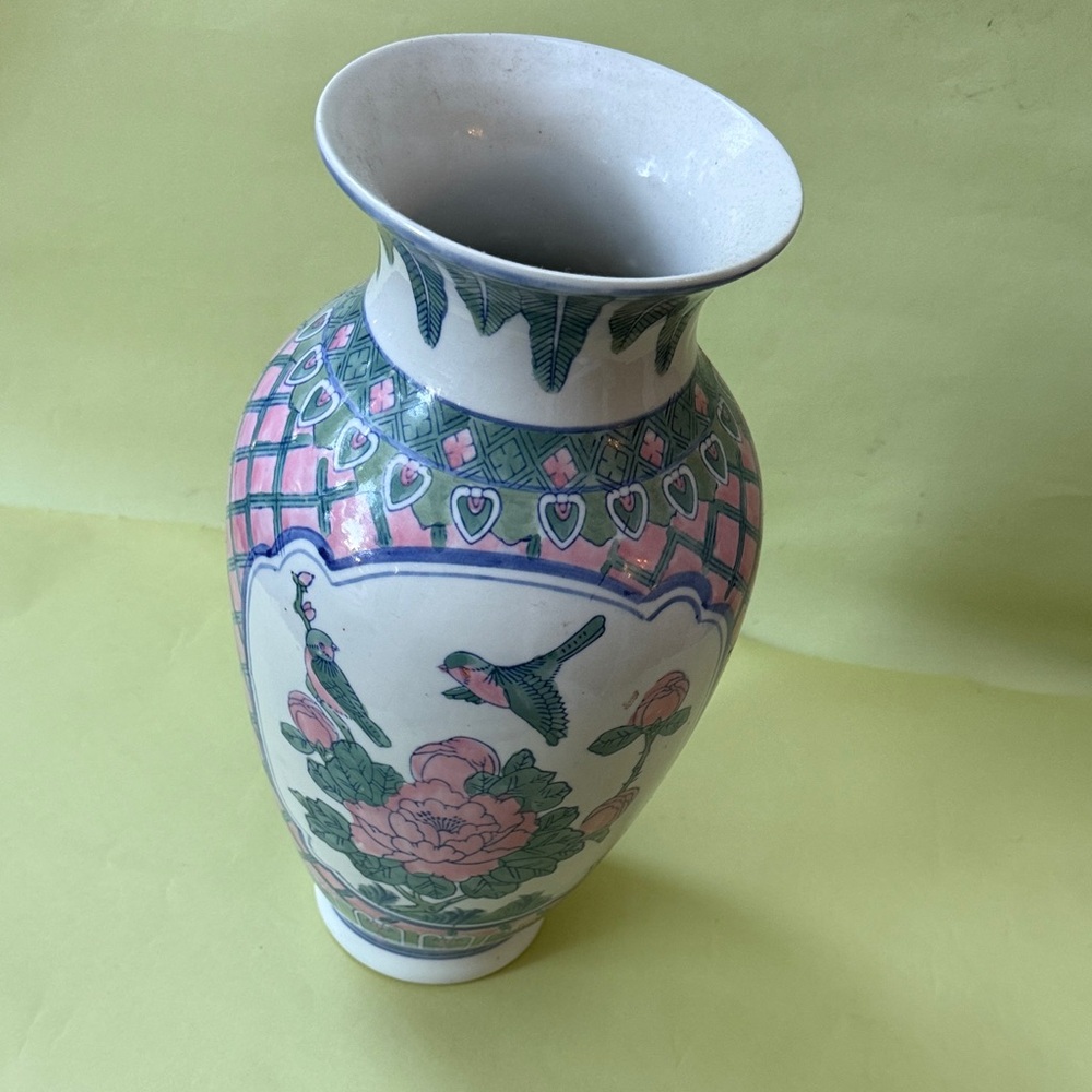 Vintage hand painted porcelain vase 14” Tall - Picture 7 of 10